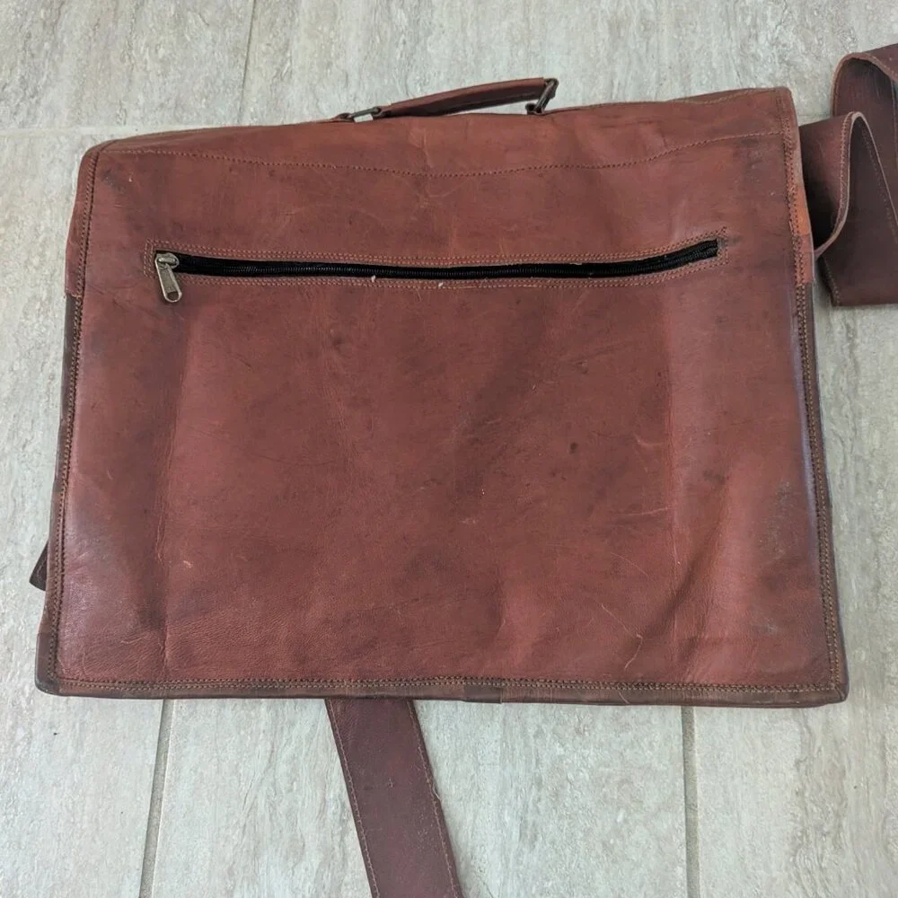 Leather Brown Messenger Bag Men's Laptop satchel Briefcase handmade